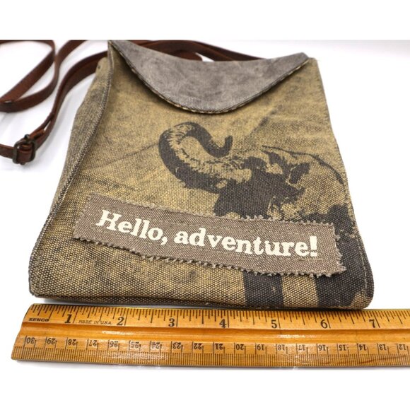 Primitive By Kathy Canvas & Faux Leather Crossbody Bag With Map & Adventure Desi - Picture 7 of 7